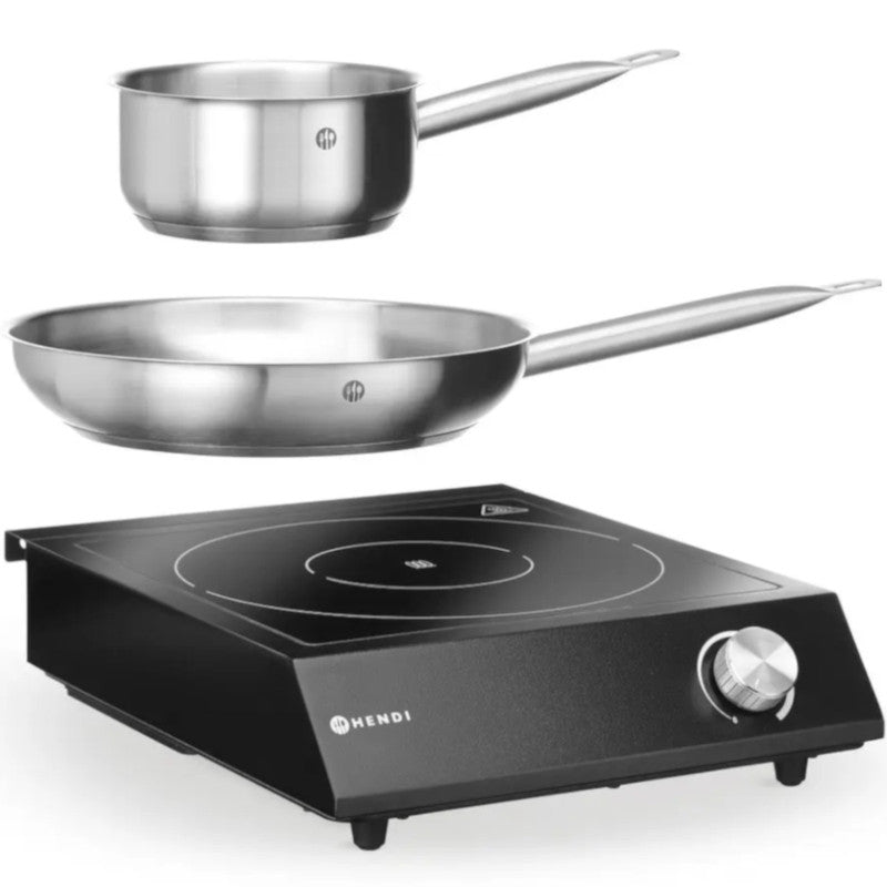 Inductiekookplaat – Inductiekookstel – Draagbare Kookplaat – Elektrische Kookplaat – Camping Kookplaat – 3500W Vermogen – Roestvrijstalen Pannen Set