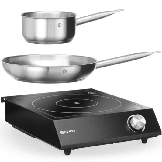 Inductiekookplaat – Inductiekookstel – Draagbare Kookplaat – Elektrische Kookplaat – Camping Kookplaat – 3500W Vermogen – Roestvrijstalen Pannen Set