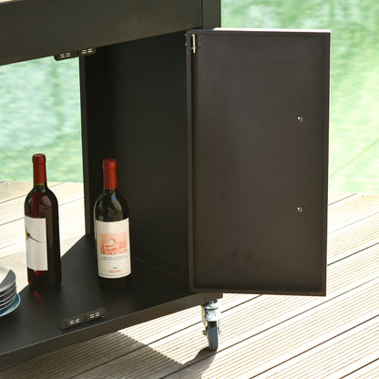 Keukentrolley – Serveerwagen – Keukenwagen – Opbergkast – Rolwagen – Zwart – RVS Handgrepen – Compact 86x50x86,5 cm