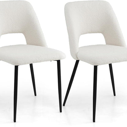 2-Delige Stoelenset – Eetkamerstoelen – Barkrukken – Keukenstoelen – Make-up Stoelen – Velvet Bekleding – Metalen Frame – Ergonomisch Design – Gewichtscapaciteit 150 kg – Witte Kleur