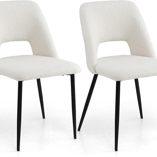 2-Delige Stoelenset – Eetkamerstoelen – Barkrukken – Keukenstoelen – Make-up Stoelen – Velvet Bekleding – Metalen Frame – Ergonomisch Design – Gewichtscapaciteit 150 kg – Witte Kleur