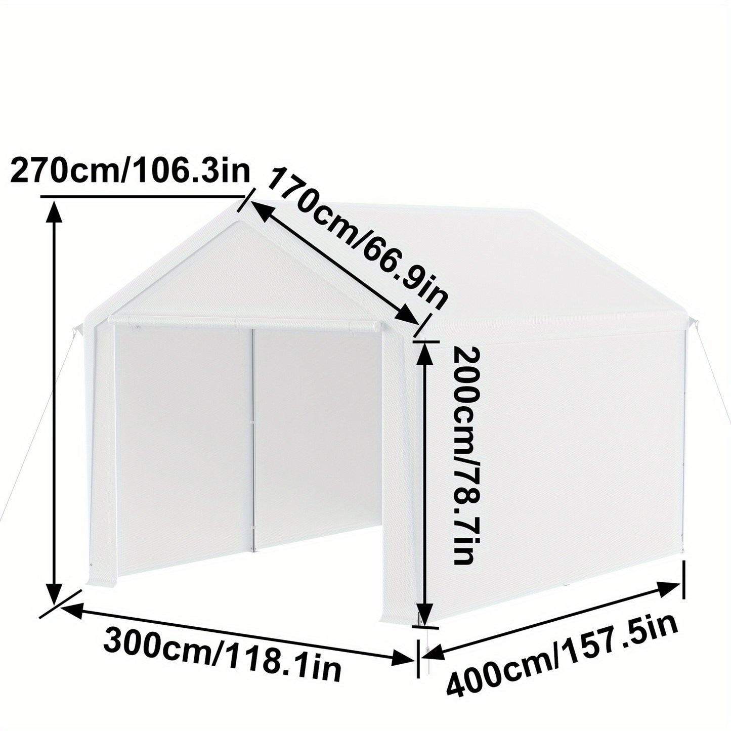 Overkapping Auto – Carport – Garage Tent – Buiten Tent – Schuilhok – 3x6 Meter – Stevig Gegalvaniseerd Stalen Frame – Waterafstotend PE Doek