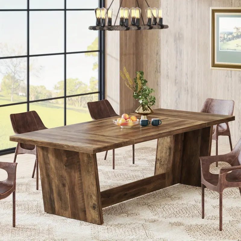 Eettafel – Dinertafel – Tafeltje – Eetkamertafel – Tafelblad – 180 cm Extra Lang – Industrieel Modern Landelijk – Massief Houten Onderstel – Krasbestendig – Voor 6-8 Stoelen