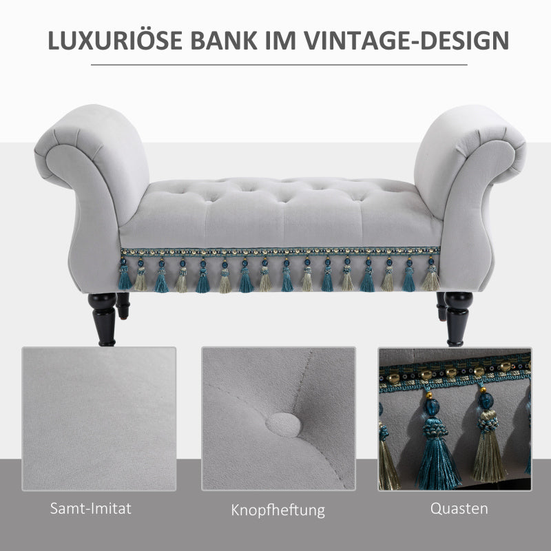 Schoenenbank – Zitbank – Opbergbank – Halbank – Bankje – Lichtgrijs – Polyester Bekleding – Rubberschuim Zitcomfort – 117x40x58 cm