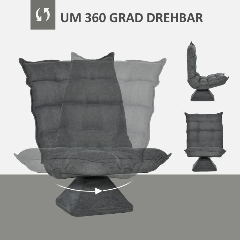 Vloerstoel – Zitzak Stoel – Relaxfauteuil – Lounge Chair – Zitkussen – Verstelbare Rugleuning – Grijs Microvezel – Comfortabel & Modern