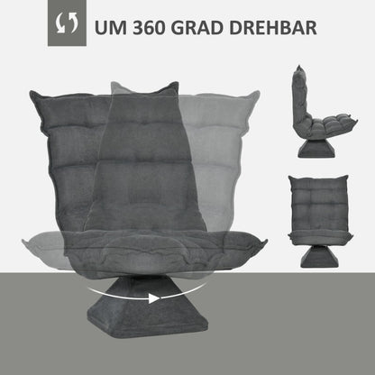 Vloerstoel – Zitzak Stoel – Relaxfauteuil – Lounge Chair – Zitkussen – Verstelbare Rugleuning – Grijs Microvezel – Comfortabel & Modern