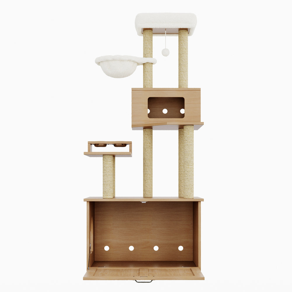 Krabpaal – Kattenboom – Kattenhuis – Krabmeubel – Krabtoren – Ruime Platforms – Aluminium Frame – 80x50x173 cm – Ruimtebesparend Design