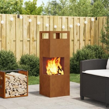 Draagbare Vuurkorf – Vuurschaal – Buitenhaard – Mini Fireplace – Buitenkachel – Compact 35cm – Duurzaam Metalen Design – Bruin