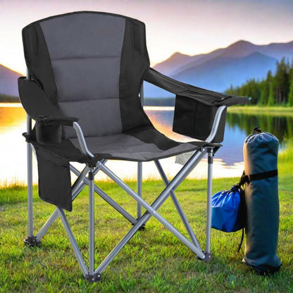 Inklapbare Campingstoel – Draagbare Stoel – Vouwstoel – Outdoor Stoel – Stevige Roestvrijstalen Structuur – Gevoerde Armleuningen