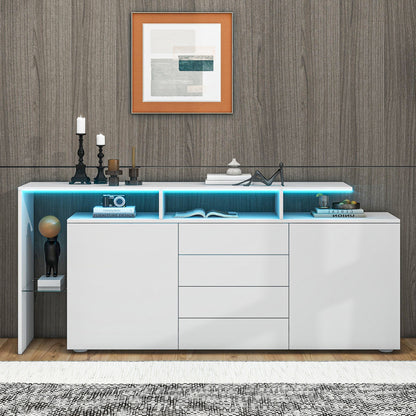 Dressoir – Opbergkast – Buffetkast – Kasten – TV Meubel – Hoogglans Wit – Modern Minimalistisch Design – Volledig Gemonteerd – Stevig & Duurzaam