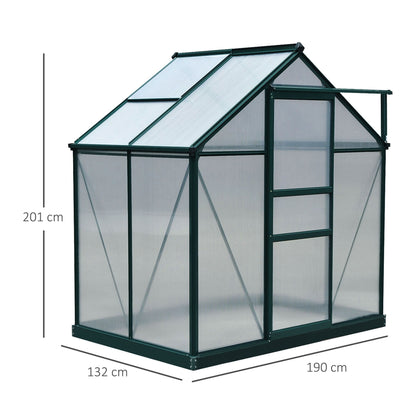 Tuinkas – Kweekkas – Broeikas – Kas – Groentekas – Polycarbonaat – Aluminium Frame – UV 30+ Bescherming – Versterkte Basis – Ventilatie & Schuifdeur – Groen 2,5 m²