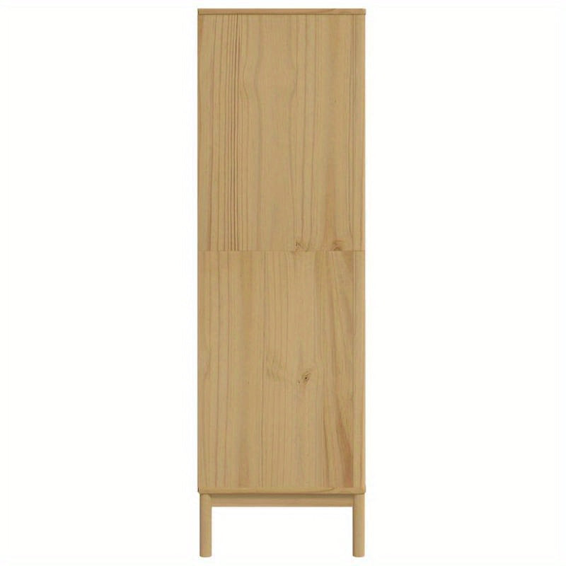 Vrijstaande Kledingkast – Garderobekast – Opbergkast – Kledingopberger – Houten Kast – Massief Grenenhout – Bruin Gewassen Afwerking – Compact 77x53x171 cm