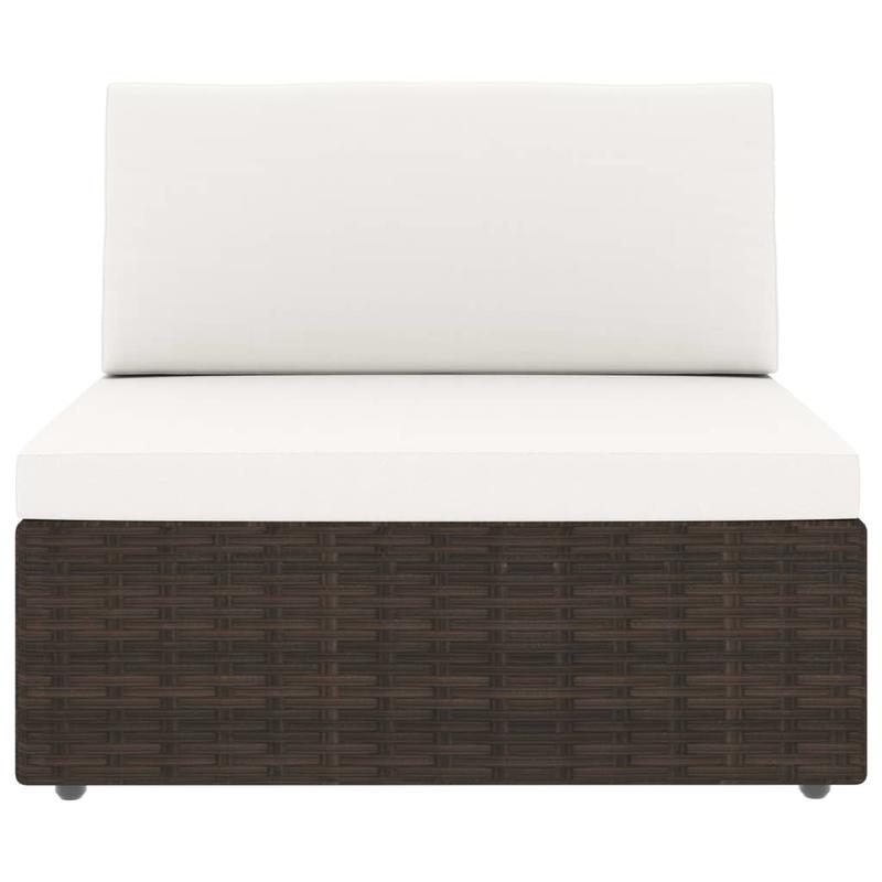 Modulaire 2-Zitsbank – Tweezitsbank – Loungesofa – Buitenbank – Woonkamerbank – Bruin – Duurzaam Poly Rattan & Hardhouten Frame – Zacht Schuimcomfort