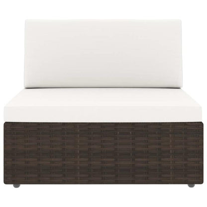 Modulaire 2-Zitsbank – Tweezitsbank – Loungesofa – Buitenbank – Woonkamerbank – Bruin – Duurzaam Poly Rattan & Hardhouten Frame – Zacht Schuimcomfort