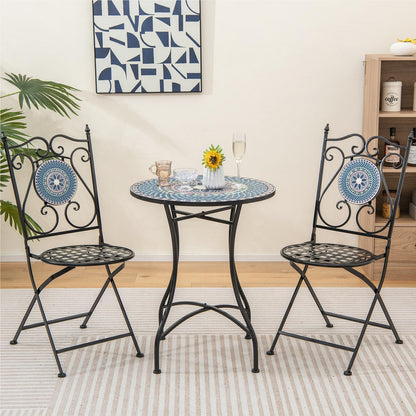Bistroset – Balkonset – Tuinset – Tuinmeubelen – Stoelentafelset – Inklapbaar – Mozaïekdesign blauw