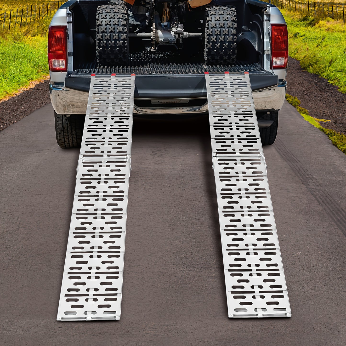 Opvouwbare Laadramen – Opritten – Laadbruggen – Laadrampen – Motor Opritten – Aluminium – Antislip Oppervlak – Draagvermogen 680 kg