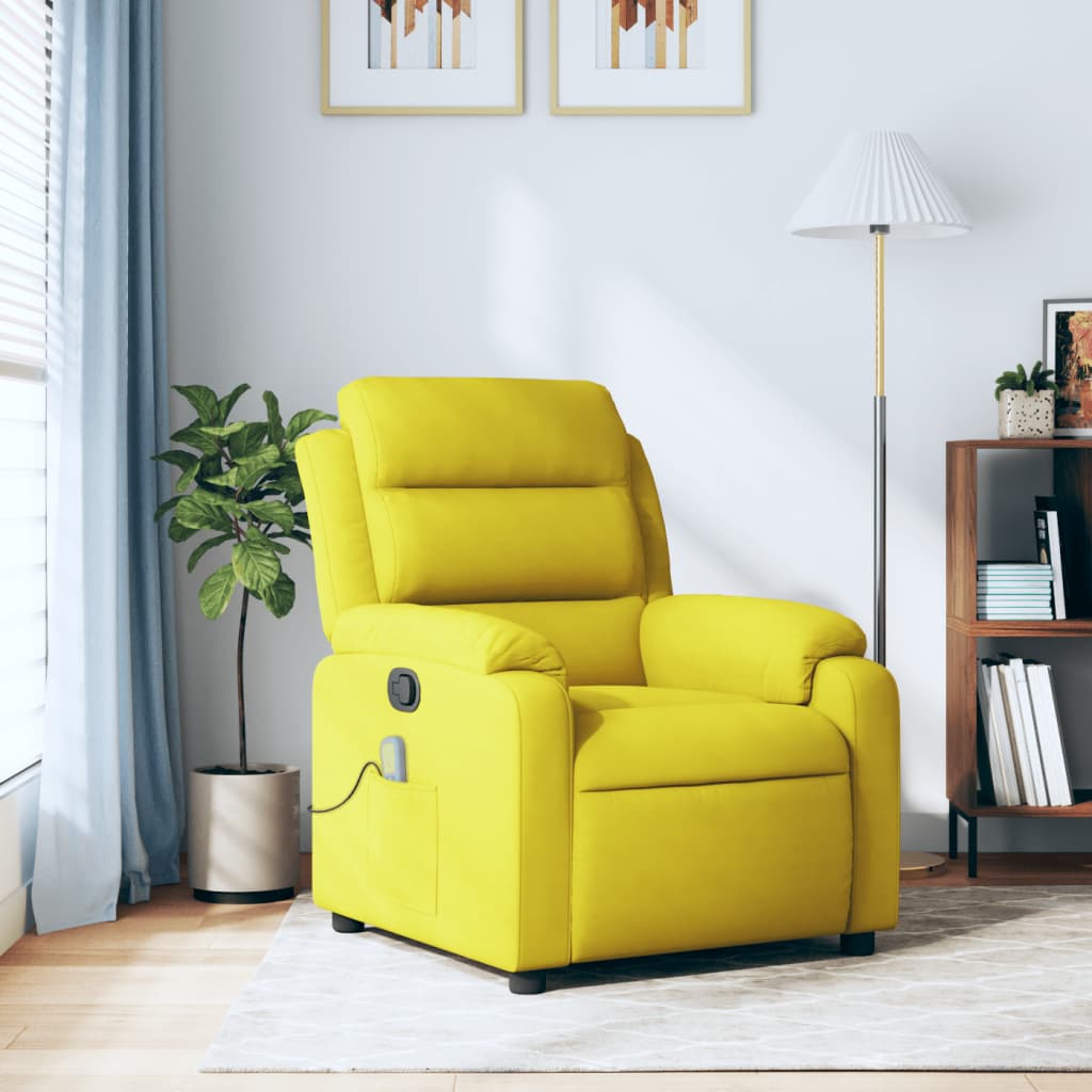 Fauteuil – Relaxstoel – Loungechair – Oorfauteuil – Zetel – Handmatig Verstelbaar – Zachte Stof Geel