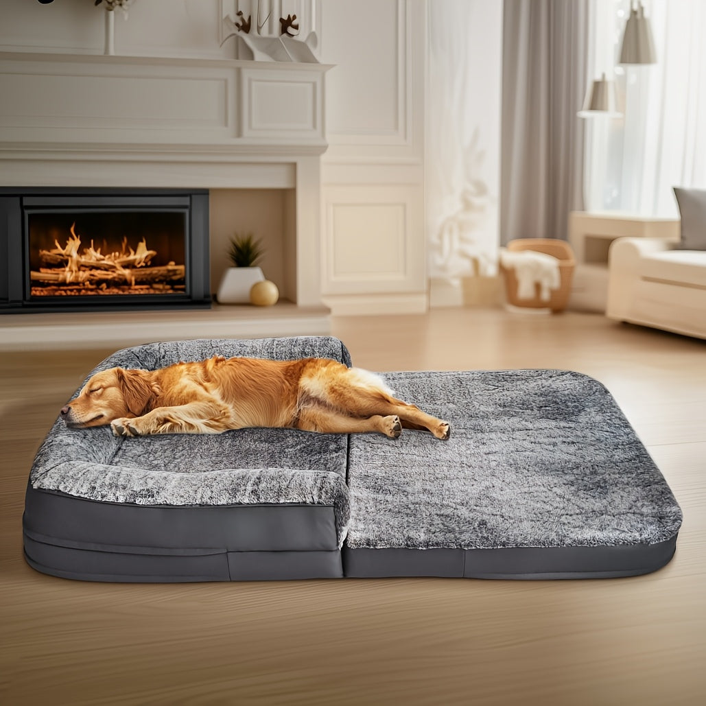 Groot Hondenbed – Orthopedisch Huisdierenbed – Napbed – Slaapmat – Rustplek – 180x95x28 cm – Wasbare Faux Fur – Opvouwbaar en Draagbaar