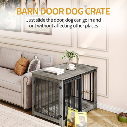Furniture for Dog Crates, 100Cm Indoor Dog Kennel with Sliding And Double Doors, Contemporary Wooden Design, Appropriate for Small, Medium, And Large Dogs. - QUORE