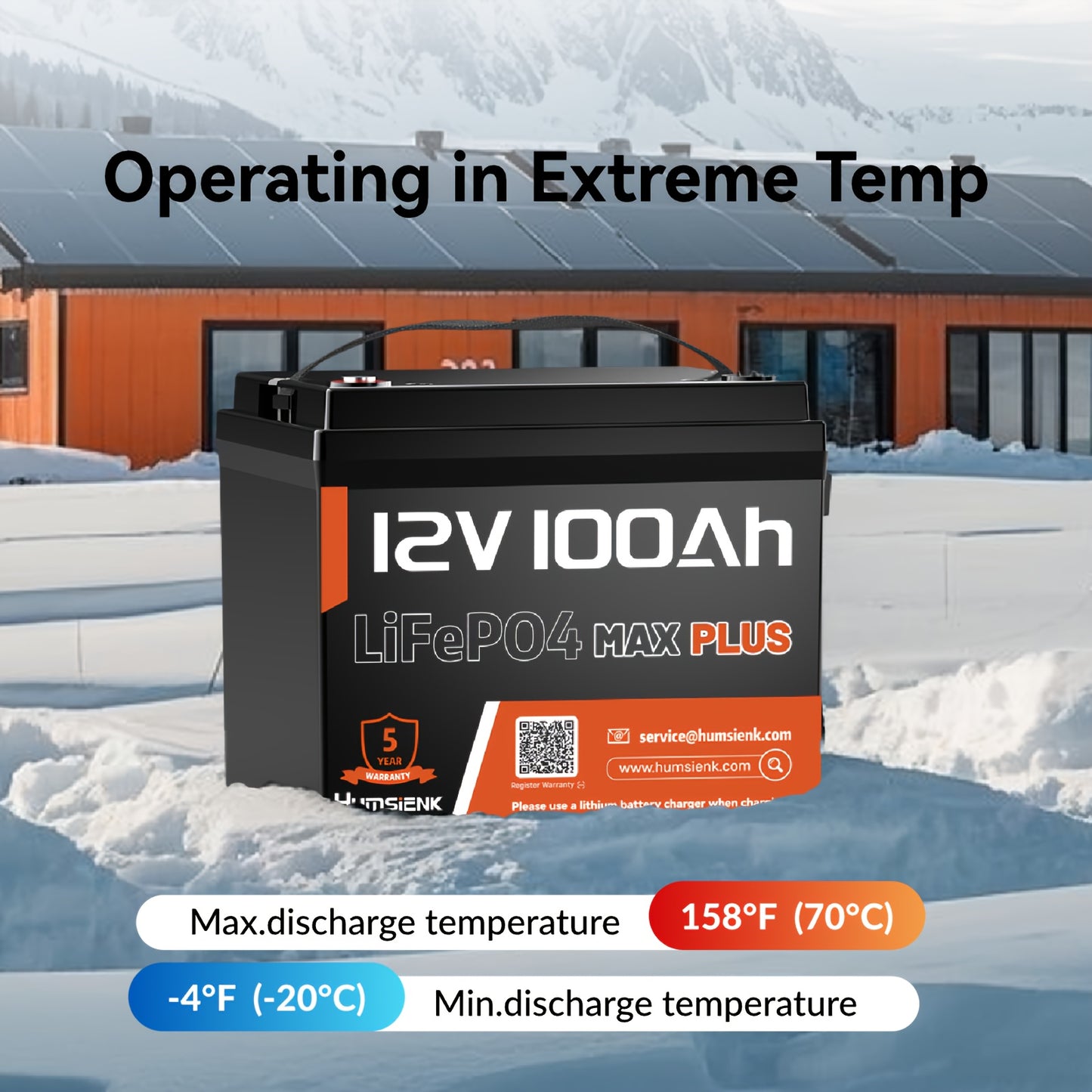 Humsienk 12V 100Ah MAX LiFePO4 Li-Ion Battery - 15000+ Cycles, 10 Years Life, Compatible With Solar Charging For RV, Camping, Solar Storage And Backup Power, Rechargeable Li-Ion Battery, Rv Power Supply