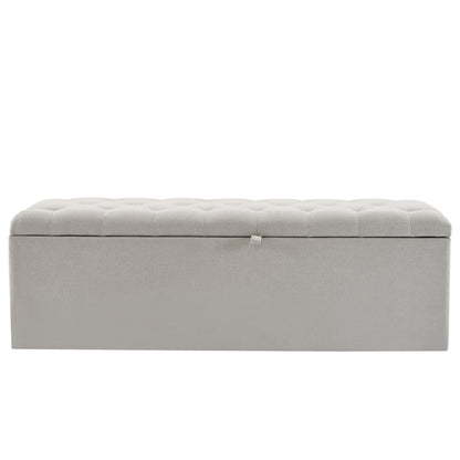 Bedbankje – Bedbank – Slaapbank – Opbergbank – Zitbank – Linnen Bekleding – Compact 141x41,5x47 cm – Met Opbergruimte