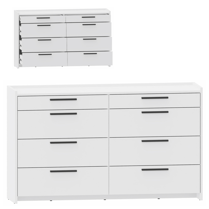 Kast – Opbergkast – Ladekast – Dressoir – Garderobekast – Wit – 6 Lades – Gelamineerd MDF