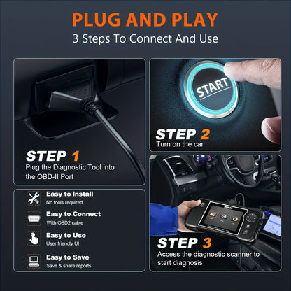OBD2 Diagnose Scanner – Auto Foutcode Lezer – Motor Diagnose Tool – ABS SRS Scanner – Transmissie Scanner – USB Oplaadbaar – Compact & Gebruiksvriendelijk