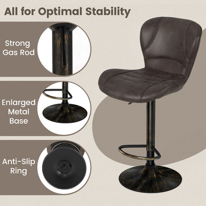 Barkruk – Barkrukken – Barstoel – Hoge Stoel – Verstelbare Kruk – 2 Set – Verstelbare Zithoogte 61-81 cm – Comfortabel PU Kunstleer Met Rugleuning En Voetsteun