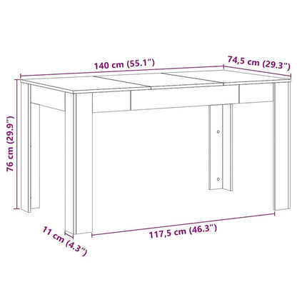 Eettafel – Tafels – Meubels – Eethoek – Dinertafel – Artisan Eikenhout – Licht Houten Finish – 140x74,5x76 cm – Eenvoudige Montage