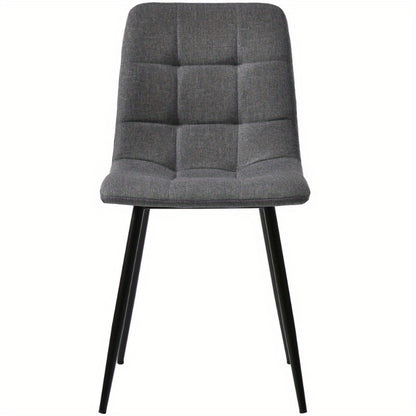 Eetkamerset – Eettafel Set – Keukentafel Met Stoelen – Diningset – Tafel Met Stoelen – 120x70 cm Matzwart Metaal – Donkergrijze Linnen Bekleding