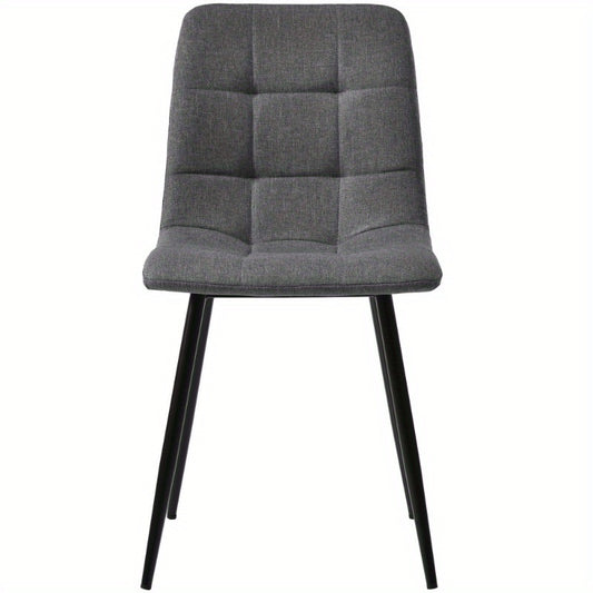 Eetkamerset – Eettafel Set – Keukentafel Met Stoelen – Diningset – Tafel Met Stoelen – 120x70 cm Matzwart Metaal – Donkergrijze Linnen Bekleding