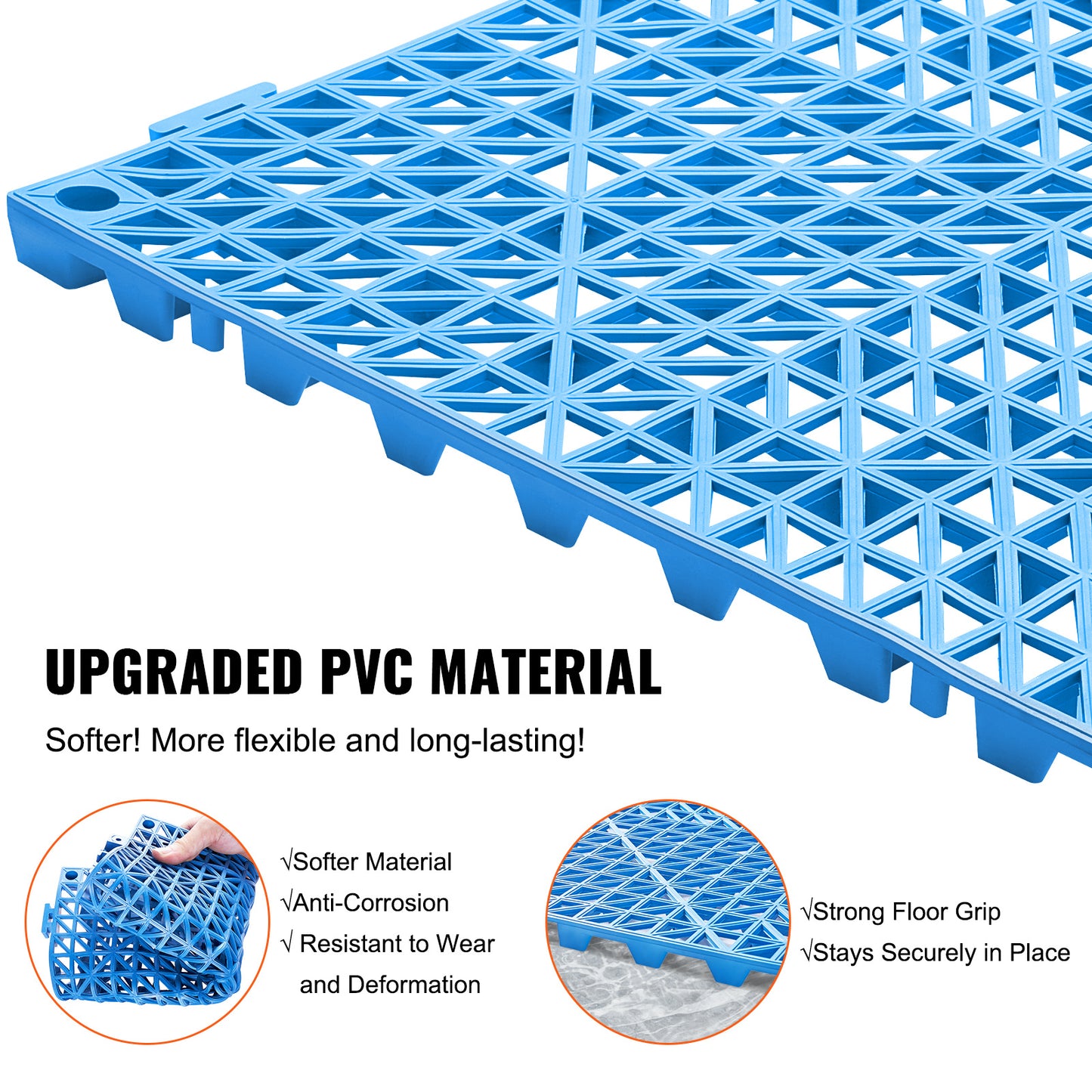 Drainagematten – Afwateringsmatten – Antislip Matten – Natte Vloermatten – PVC Vloer Tegels – 50 Stuks 30x30 cm – Snelle Afwatering en Veilig Antislip oppervlak – Blauwe Modulair Klikbaar Systeem