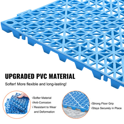 Drainagematten – Afwateringsmatten – Antislip Matten – Natte Vloermatten – PVC Vloer Tegels – 50 Stuks 30x30 cm – Snelle Afwatering en Veilig Antislip oppervlak – Blauwe Modulair Klikbaar Systeem