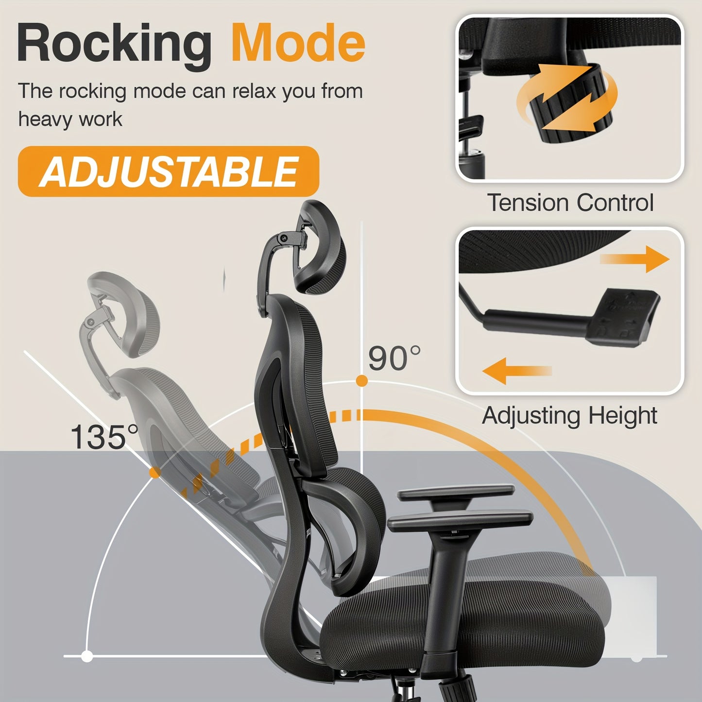 Bureaustoel – Kantoorstoel – Office Chair – Gamingstoel – Ergonomische Stoel – Verstelbare Lendensteun – Hoogteverstelbaar – Met Hoofdsteun – Belastbaar Tot 150 kg – Memory Foam Zitting – Wit