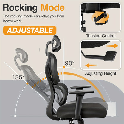 Bureaustoel – Bureaustoelen – Gamingstoel – Office Chair – Computerstoel – Ergonomisch Design – Verstelbare Lendensteun & Hoofdsteun – Stille Zwarte Rubber Wielen – Max. 150 kg Belastbaar
