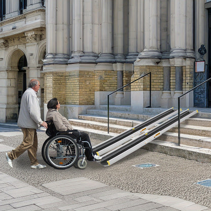 Telescopische Rolstoelhelling – Rolstoelramen – Drempelhulp – Inklapbare Oprijplaat – Scootmobielhelling – Verstelbaar 122-213 cm – Lichtgewicht Aluminium – Max 300 kg Draagvermogen