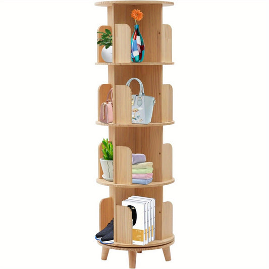 Draaibare Boekenkast – Boekenrek – Opbergkast – Houten Kast – Staande Boekenkast – 4 Niveaus Met 16 Vakken – 360° Draaibaar En Stevig Houten Ontwerp