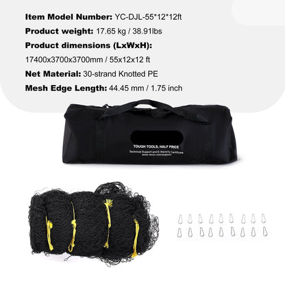 Baseballnet – Batting Cage Net – Trainingsnet – Honkbalnet – Softbalnet – Professioneel En Volledig Omsloten – 16,8x3,7x3,7 Meter – Duurzaam PE Materiaal Met Deur En Draagtas
