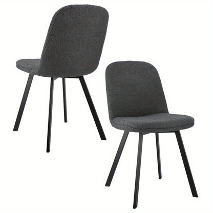 Eetkamerstoel – Stoel – Kuipstoel – Keukenstoel – Dining Chair – Teddy Fleece – Zachte Bekleding – Stabiel Metalen Frame – Set van 2