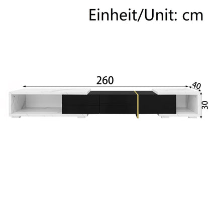 Modern Tv-Meubel – Tv-Kast – Mediameubel – Tv-Dressoir – Entertainmentmeubel – Verstelbare Lengte 140-260 Cm – Draaifunctie Met Witte Marmeroptiek