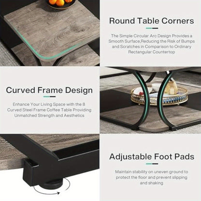 Salontafel – Koffietafel – Bijzettafel – Woonkamertafel – Tafel – Vierkant 100x100x50 cm – Hoogwaardig Composiet Hout – Modern Design Met Dubbele Laag