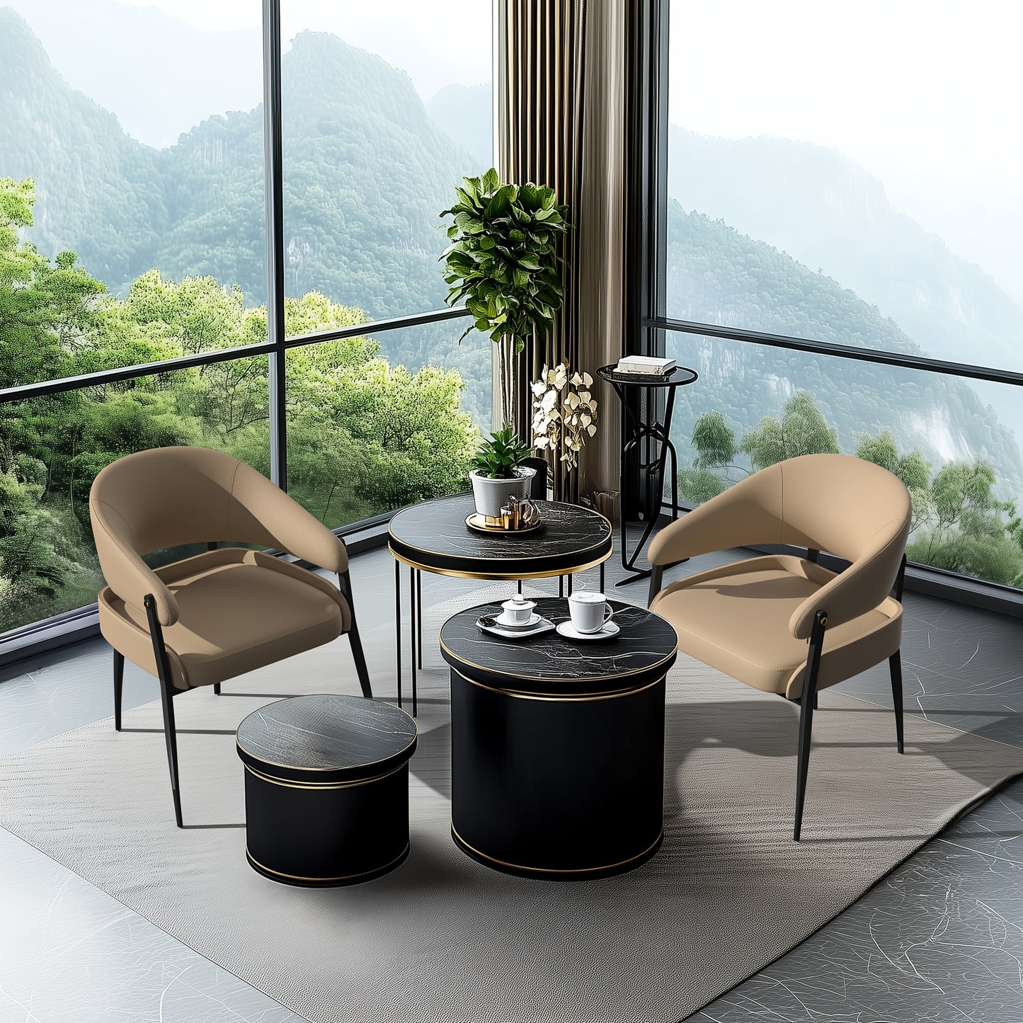 Eetkamerstoelen – Stoelen – Dining Chairs – Keukenstoelen – Zitmeubilair – Set Van 2 – Microfiber Bekleding – Ergonomisch Design – Bruin Zwart