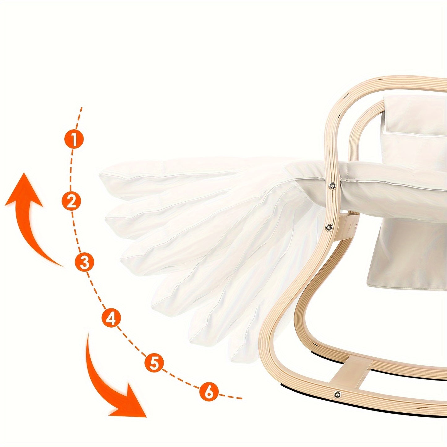 Schommelstoel – Schommelstoel Voor Woonkamer – Relaxstoel – Tuinstoel – Loungestoel – Verstelbare Rugleuning En Voetsteun – Wit Berkenhout Met Comfortabele Schuimvulling – Max 150 kg – 86 x 65 x 100 cm – Met Opbergtas En Vloerbescherming - Crèmewit