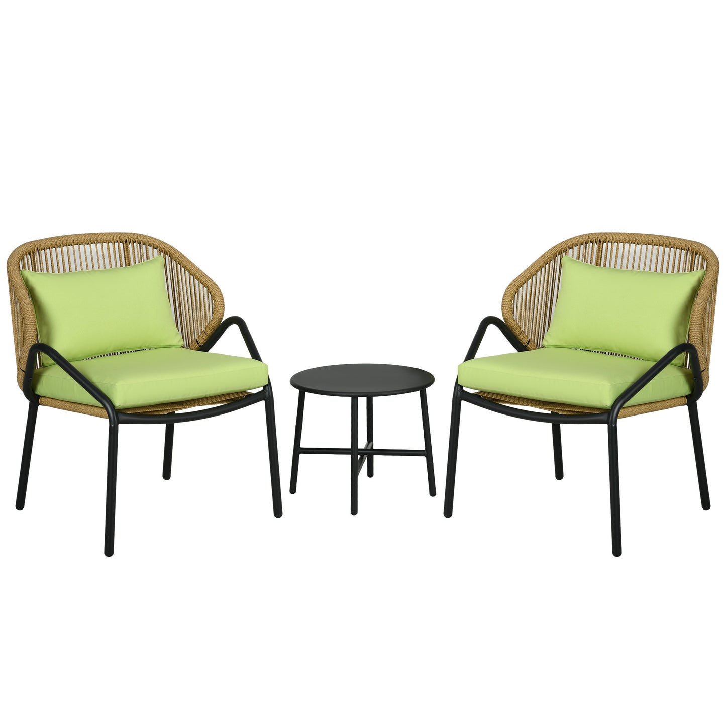 3-Delige Rattan Bistro Set – Tuinset – Balkonset – Bistromeubel – Terrasmeubilair – Weerbestendig Kunstrottan – Stijlvolle Stalen Tafel Met Verstelbare Voeten – Comfortabele Tuinstoelen Grijs