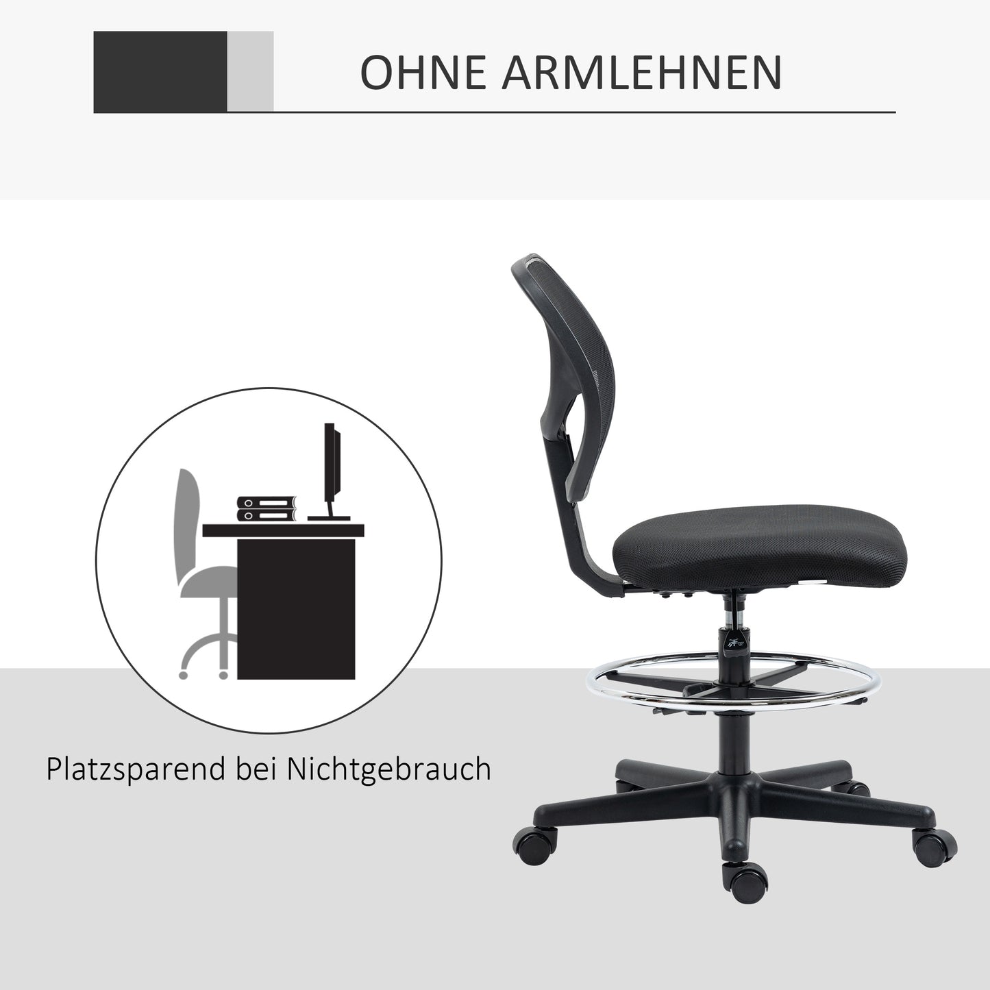 Bureaustoel – Ergonomische Stoel – Draaistoel – Werkstoel – Bureaustoelen Voor Volwassenen – Verstelbare Voetsteun – Mesh Rugleuning – 360° Zwenkwielen