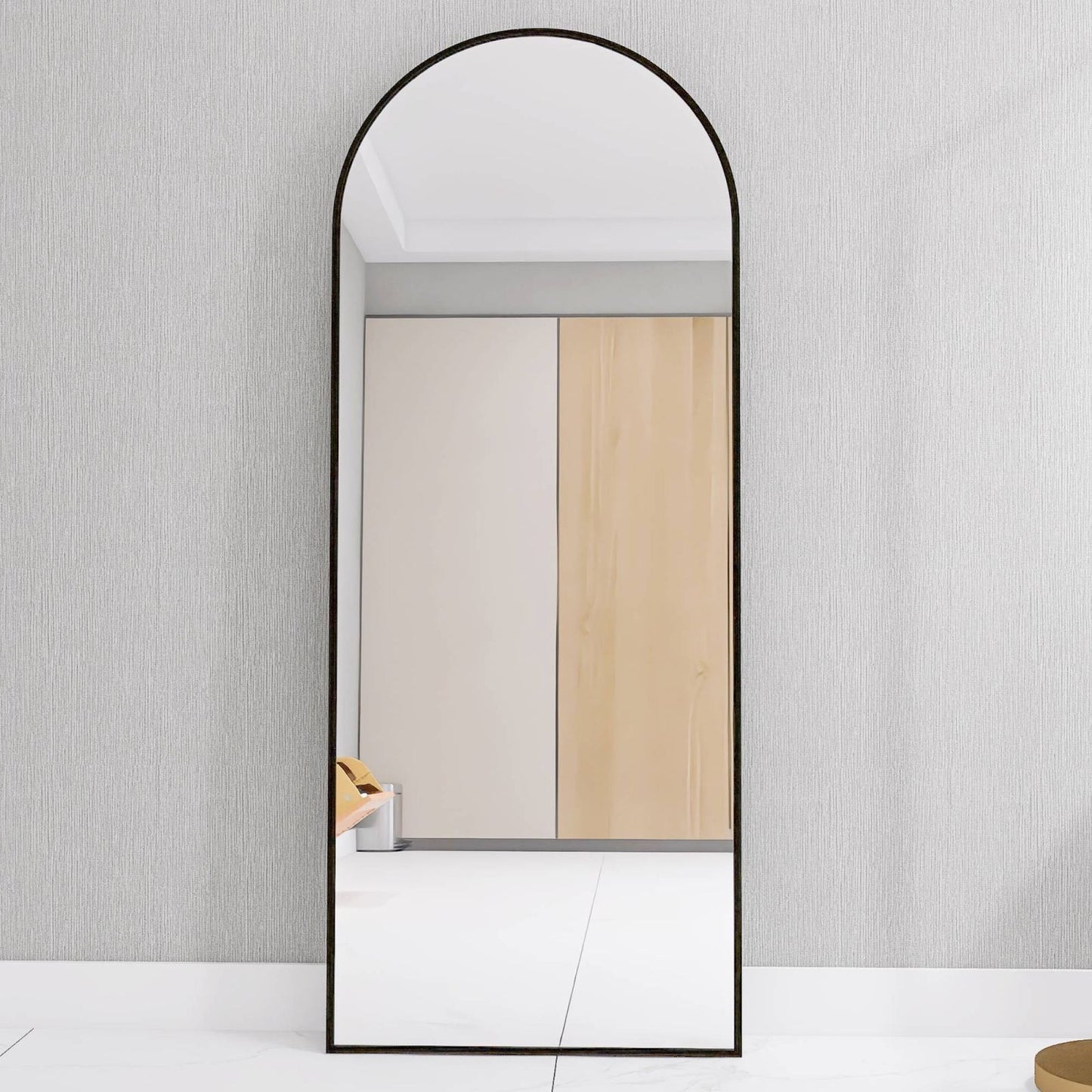 Staande Spiegel – Passpiegel – Wandspiegel – Full Body Spiegel – Grote Spiegel – Minimalistisch Zwart Aluminium Frame – 180x80 cm – Breukveilige Bescherming