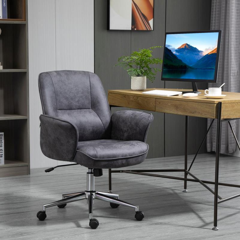 Bureaustoel – Office Chair – Ergonomische Stoel – Draaistoel – Bureaustoel – XXL Formaat – Met Schommelfunctie – Verstelbaar – Tot 120 kg – Grijs