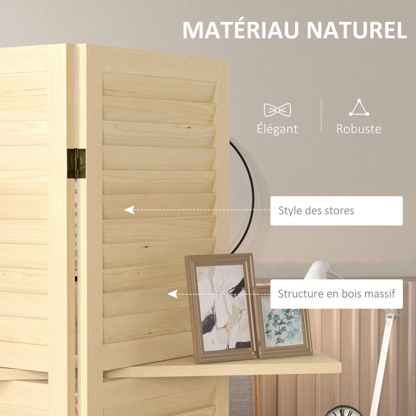 Kamerscherm – Roomdivider – Scheidingswand – Paravent – Kamerverdeler – 4 Panelen – Paulownia Hout – 3 Planken – Inklapbaar – Natuurlijke Houtkleur