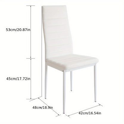 Eetkamerstoelen – Keukenstoelen – Stoelenset – Design Stoelen – Grijs-Witte Lederlook – Stevige Stalen Poot – Comfortabele Schuimzitting – 42x48x45 cm