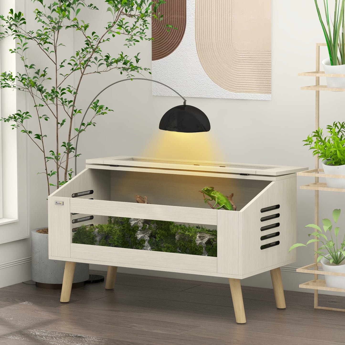 Terrarium voor Reptielen – Reptielenhuis – Vivarium – Reptielen Terrarium – Slang Terrarium – 140 Liter – Gehard Glas & Natuurlijke Houten Afwerking